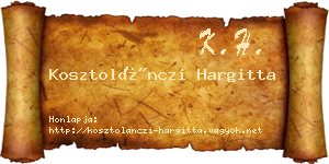 Kosztolánczi Hargitta névjegykártya